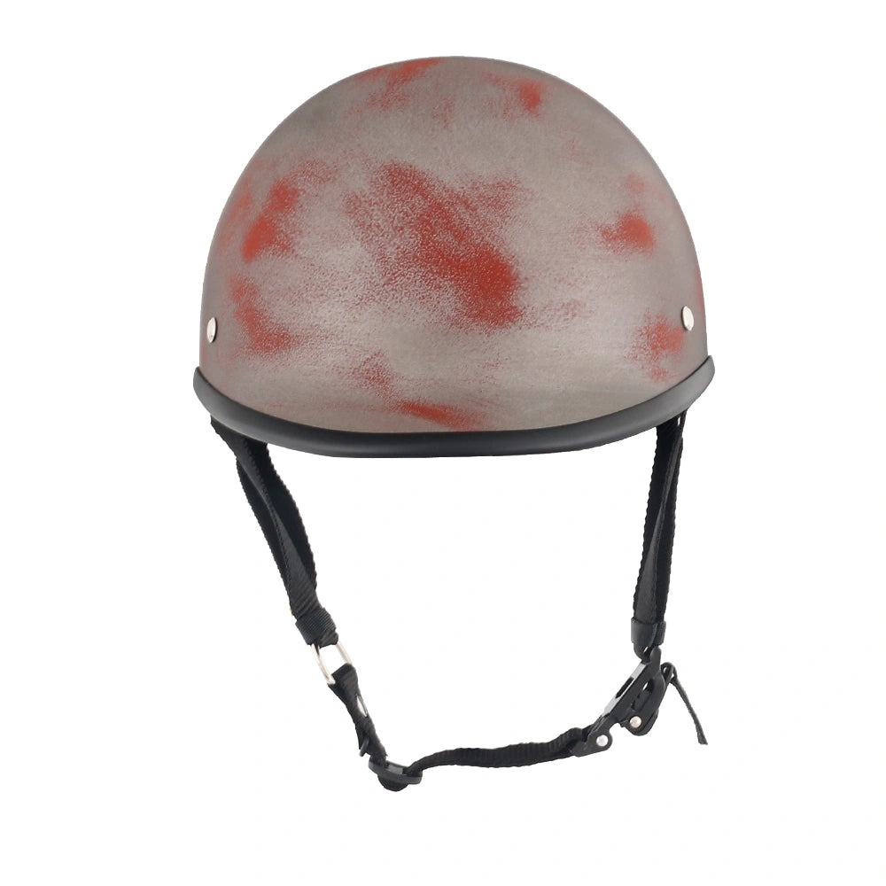 DOT-AUS-NZ Cartified - Lightweight - Reversible - Low Profile - Polo-Style - Motorcycle Biker Beanie Helmet - Iron Rust - BeanieHelmets - with quick-release chin strap on a white background