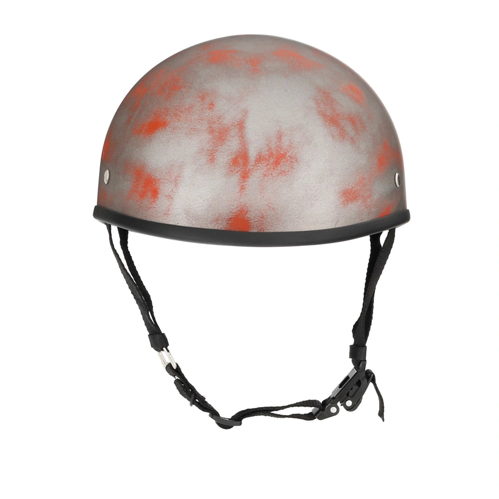 DOT-AUS-NZ Cartified - Lightweight - Reversible - Low Profile - SOA-Style - Motorcycle Biker Beanie Helmet - Iron Rust - BeanieHelmets - with quick-release chin strap on a white background