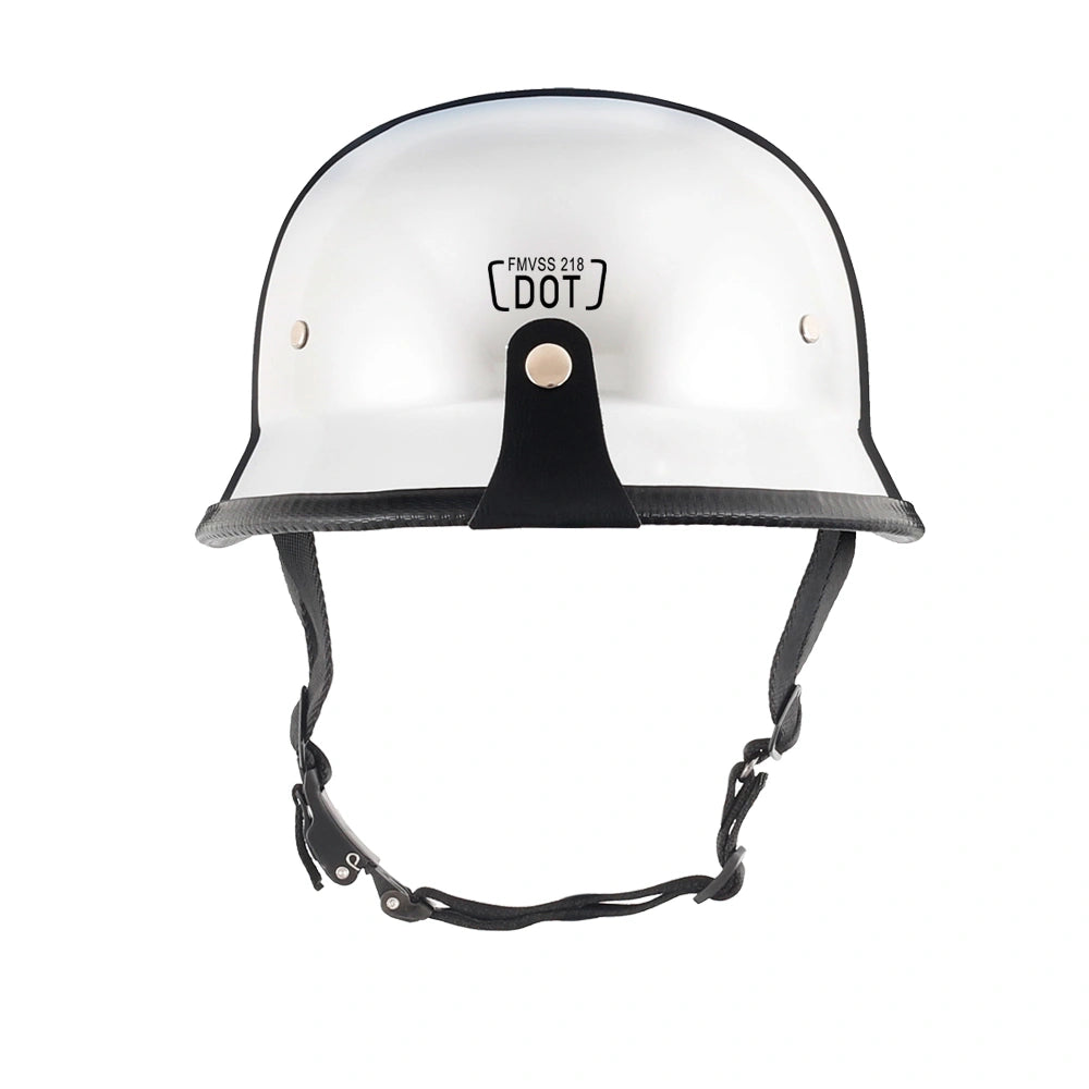 DOT-AUS-NZ Cartified - Lightweight - Reversible - Low Profile - Mayan-Germanator - Style - Motorcycle Biker Beanie Helmet - Chrome - BeanieHelmets - with quick-release chin strap on a white background