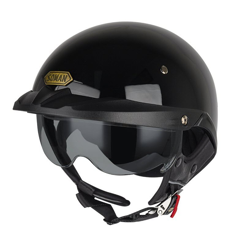 Sturgis-Style-Half-Face-Motorcycle-Helmet-with-Retractable-UV-Lens-Retro-Helmet-for-Men-Woman-Black-Vintage-City-Motorbike-Gloss-black