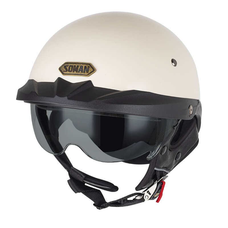 Sturgis Style DOT Helmet with Retractable UV Lens - Ivory White