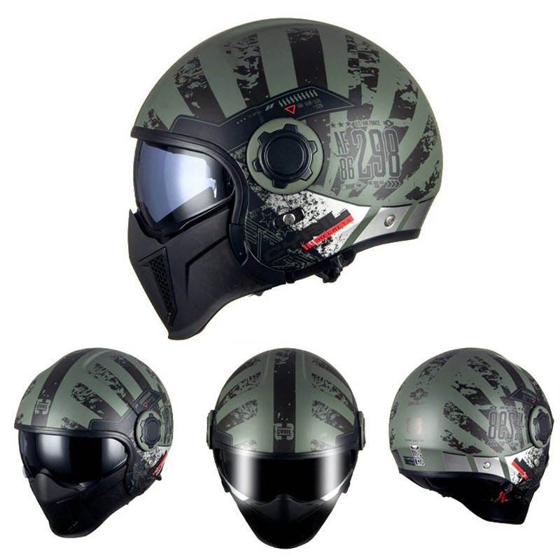 'Air Force' Open Helmet with Retractable Visor - Beanie Helmets