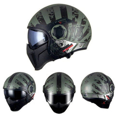 'Air Force' Open Helmet with Retractable Visor - Beanie Helmets