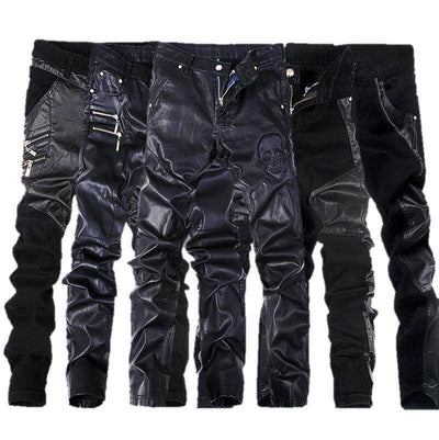 Leather Biker Pants - Beanie Helmets