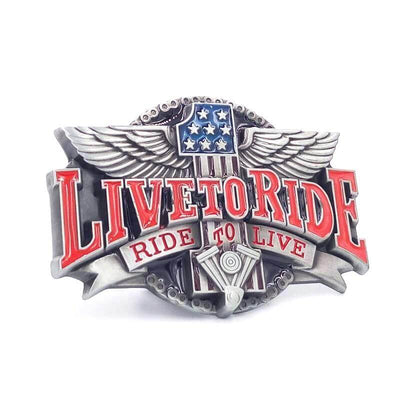 Live To Ride Belt Buckle - Beanie Helmets