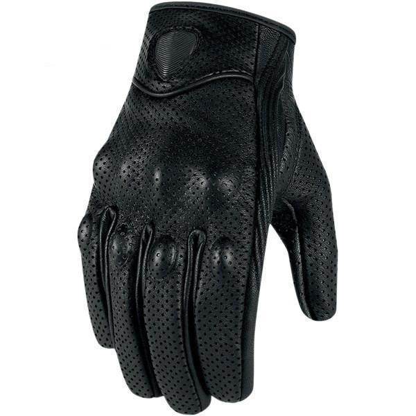 Carbon Armor Black Leather Biker Gloves - Beanie Helmets