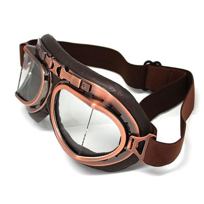 Vintage Steampunk Bikers Goggles Clear Lens