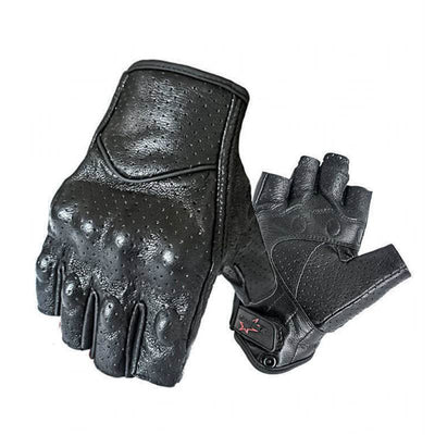 Carbon Armor Leather Biker Gloves / Open Fingers - Beanie Helmets