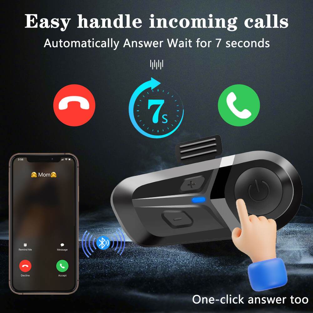 Hands-Free Bluetooth 5.3 Waterproof Helmet Headset - Beanie Helmets