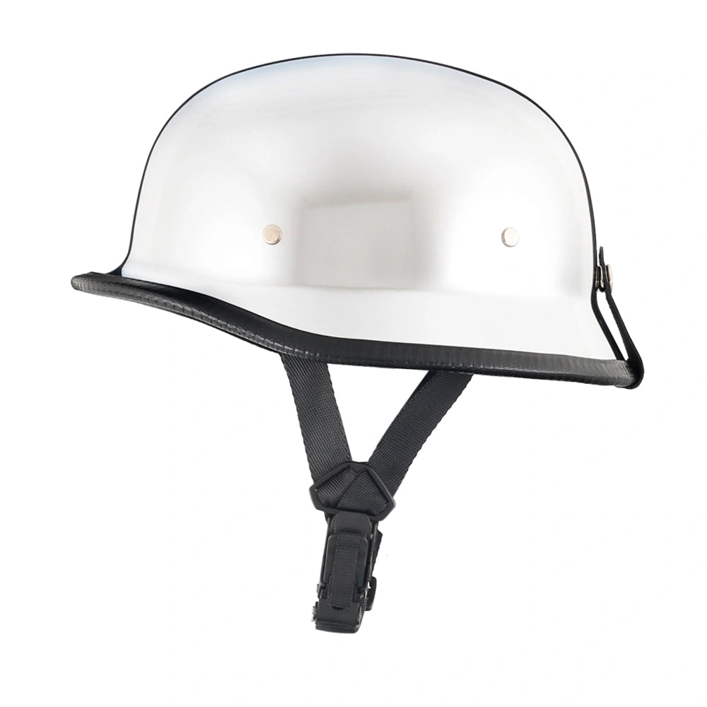 DOT-AUS-NZ Cartified - Lightweight - Reversible - Low Profile - Mayan-Germanator - Style - Motorcycle Biker Beanie Helmet - Chrome - BeanieHelmets  - with quick-release chin strap on a white background