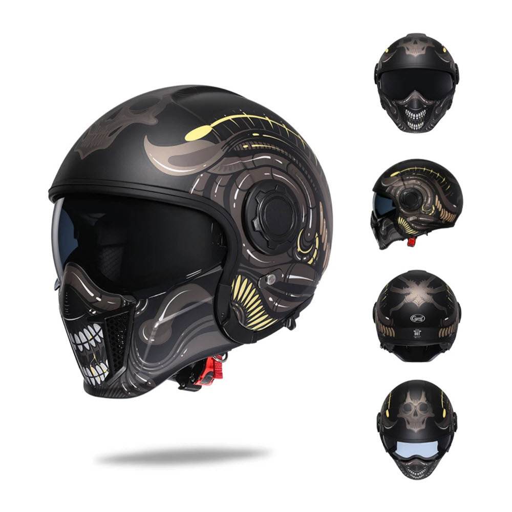 'Air Force' Open Helmet with Retractable Visor - Beanie Helmets