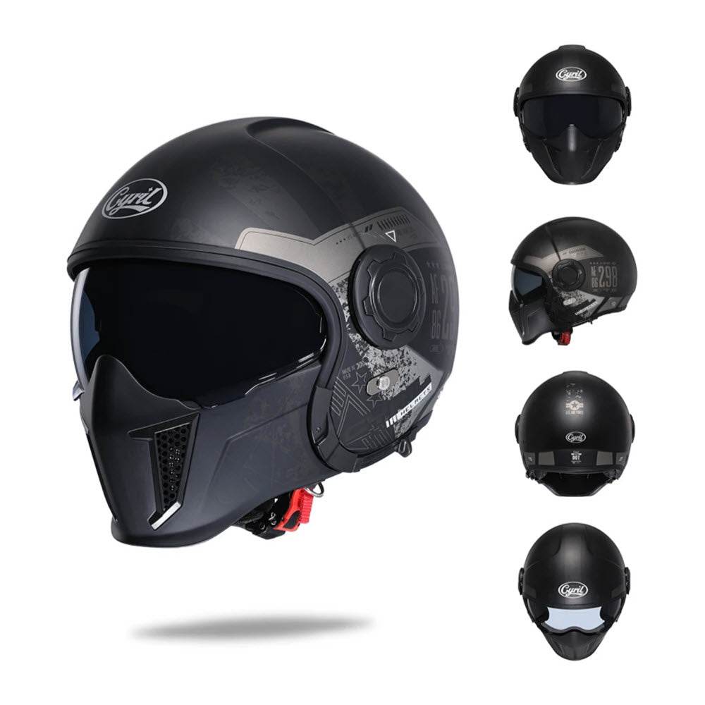 'Air Force' Open Helmet with Retractable Visor - Beanie Helmets