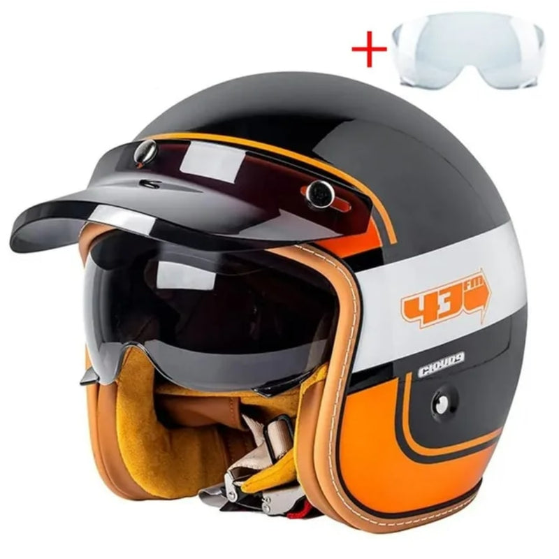 Motorhelm, jethelm, scooter, vintage retro scooterhelm, met handschoenen bril, voor motorfiets en scooter, retro halve helm voor motorfiets, fiets Motorhelm, jethelm, scooter, vintage retro scooterhelm, met handschoenen bril, voor motorfiets en scooter, retro halve helm voor motorfiets, fiets