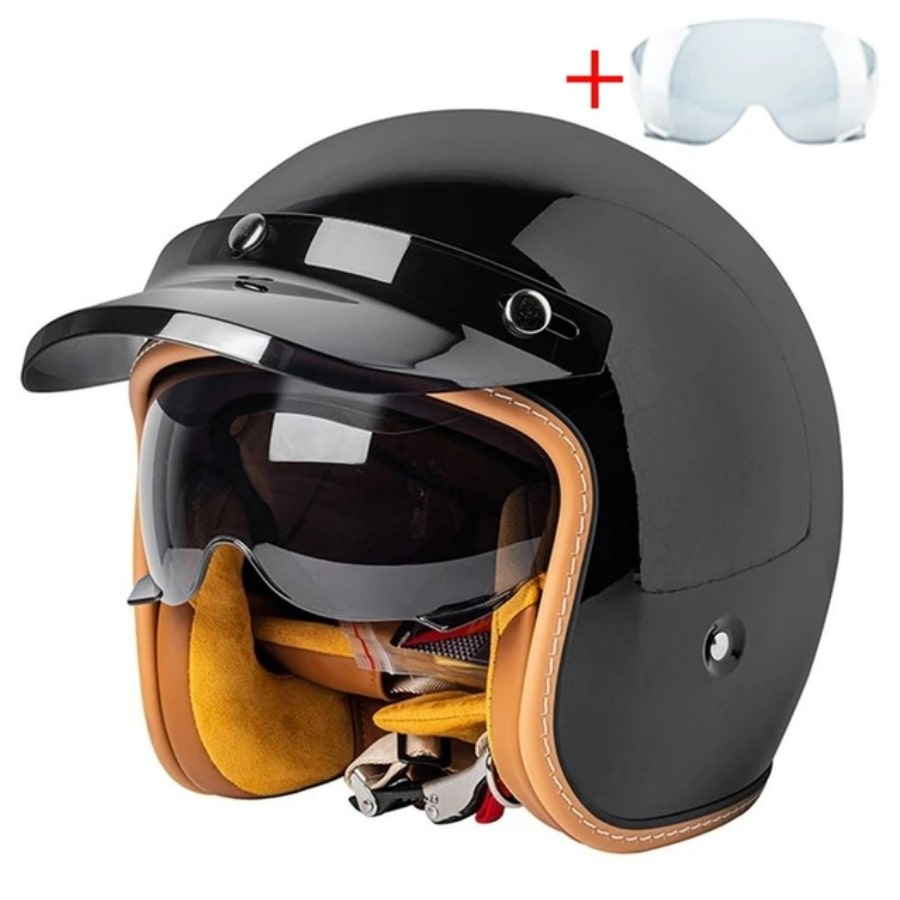 Motorcycle-Retro-Helmet-3-4-Open-Face-Beanie-Helmet-Men-Women-DOT-Certification-Moto-gloss-black