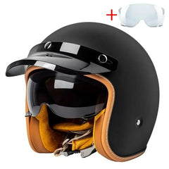 Motorcycle-Retro-Helmet-3-4-Open-Face-Beanie-Helmet-Men-Women-DOT-Certification-Moto-matte-black