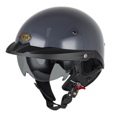 Sturgis Style Half Helmet with Retractable UV Lens - Gray