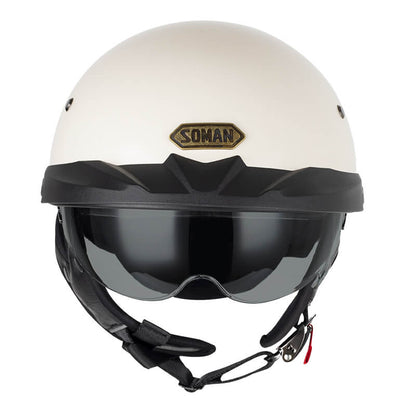 Sturgis Style DOT Helmet with Retractable UV Lens - Ivory White