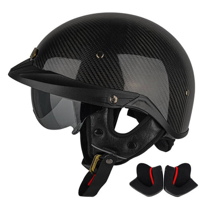 Sturgis Style DOT Helmet with Retractable UV Lens - Genuine Carbon