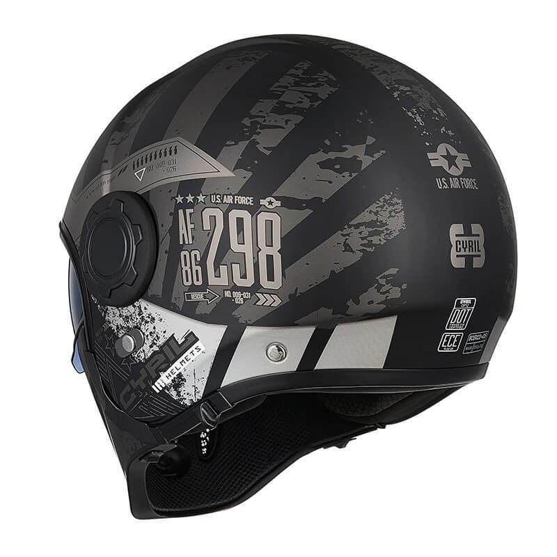 'Air Force' Open Helmet with Retractable Visor - Beanie Helmets