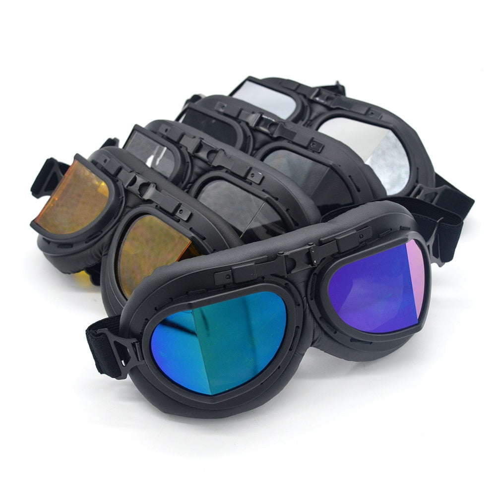 Black Steampunk Motorcycle Goggles