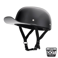 Premium Baseball Cap DOT Motorcycle Helmet in Shining Gloss Black