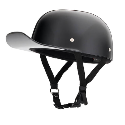 Premium Baseball Cap DOT Motorcycle Helmet in Shining Gloss Black