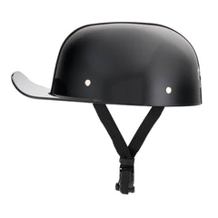 Premium Baseball Cap DOT Motorcycle Helmet in Shining Gloss Black
