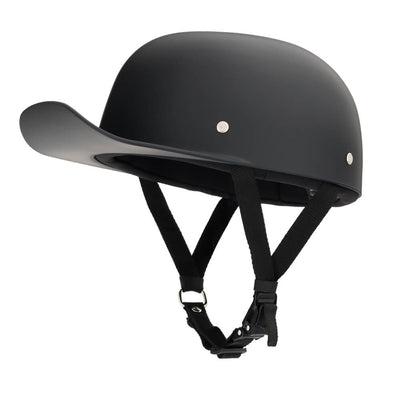 Premium Baseball Cap DOT Motorcycle Helmet in Sleek Matte Black