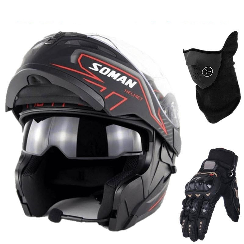Bundle_SOMAN_Motorcycle_Flip-Up_Modular_Helmet_with_Bluetooth_headset_riding_gloves