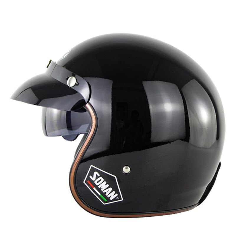 Gloss Black Open Helmet with Retractable Visor