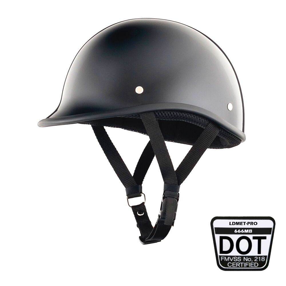 Low Profile Reversible DOT Polo Helmet / Gloss Black - Beanie Helmets