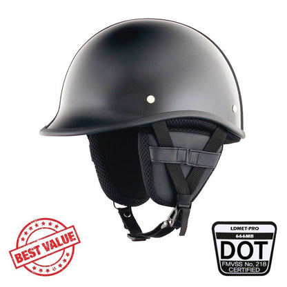 Low Profile Reversible DOT Polo Helmet / Gloss Black - Beanie Helmets