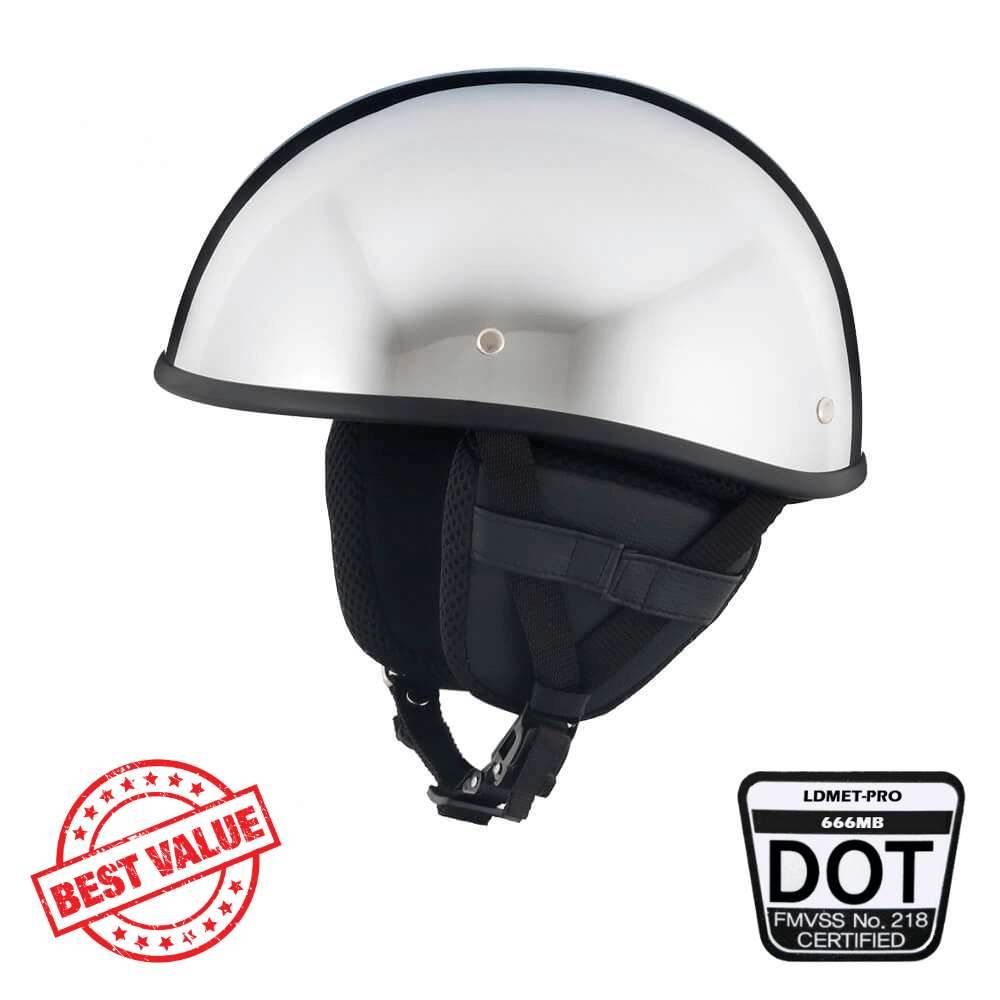 Lightweight SOA Style DOT Beanie Helmet / Chrome - Beanie Helmets