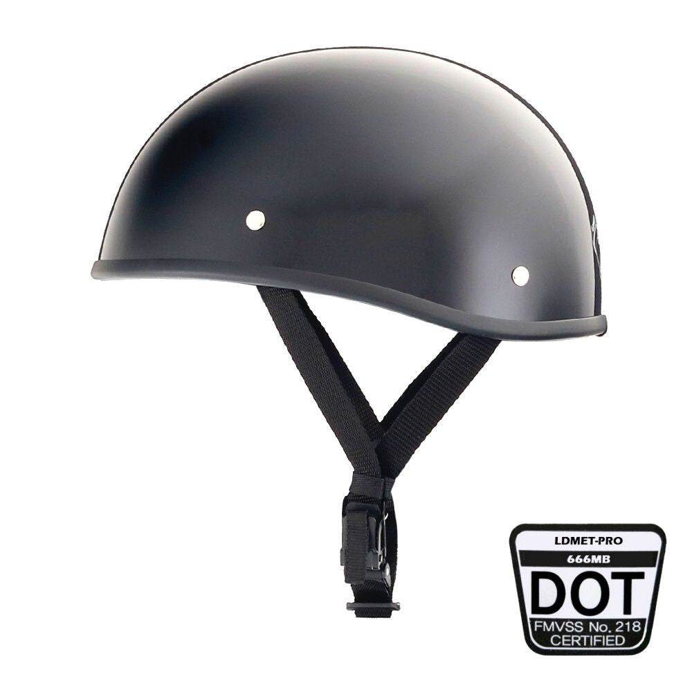 Lightweight SOA Style DOT Beanie Helmet / Gloss Black - Beanie Helmets