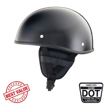 Lightweight SOA Style DOT Beanie Helmet / Gloss Black - Beanie Helmets