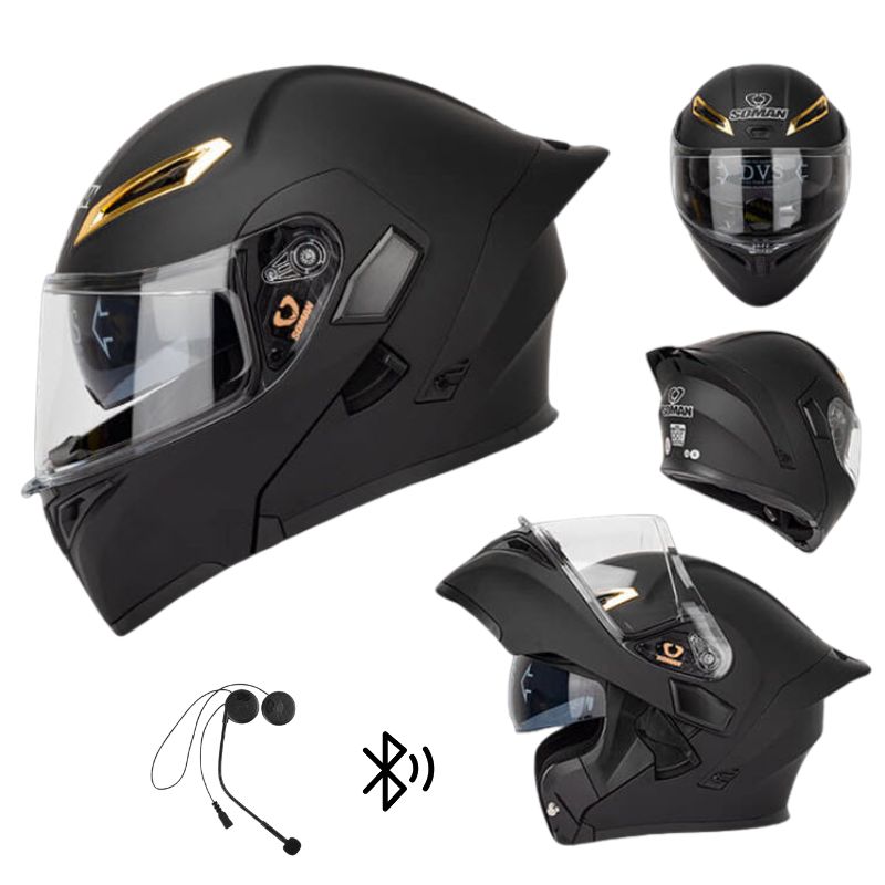 Modular Flip-Up Dual Visor Helmet with Bluetooth Headset