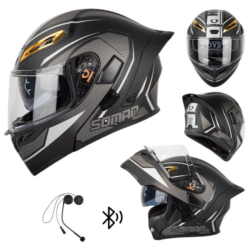 Modular Flip-Up Dual Visor Bluetooth Headset Motorcycle Helmet – Beanie  Helmets