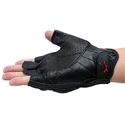 Carbon Armor Leather Biker Gloves / Open Fingers - Beanie Helmets