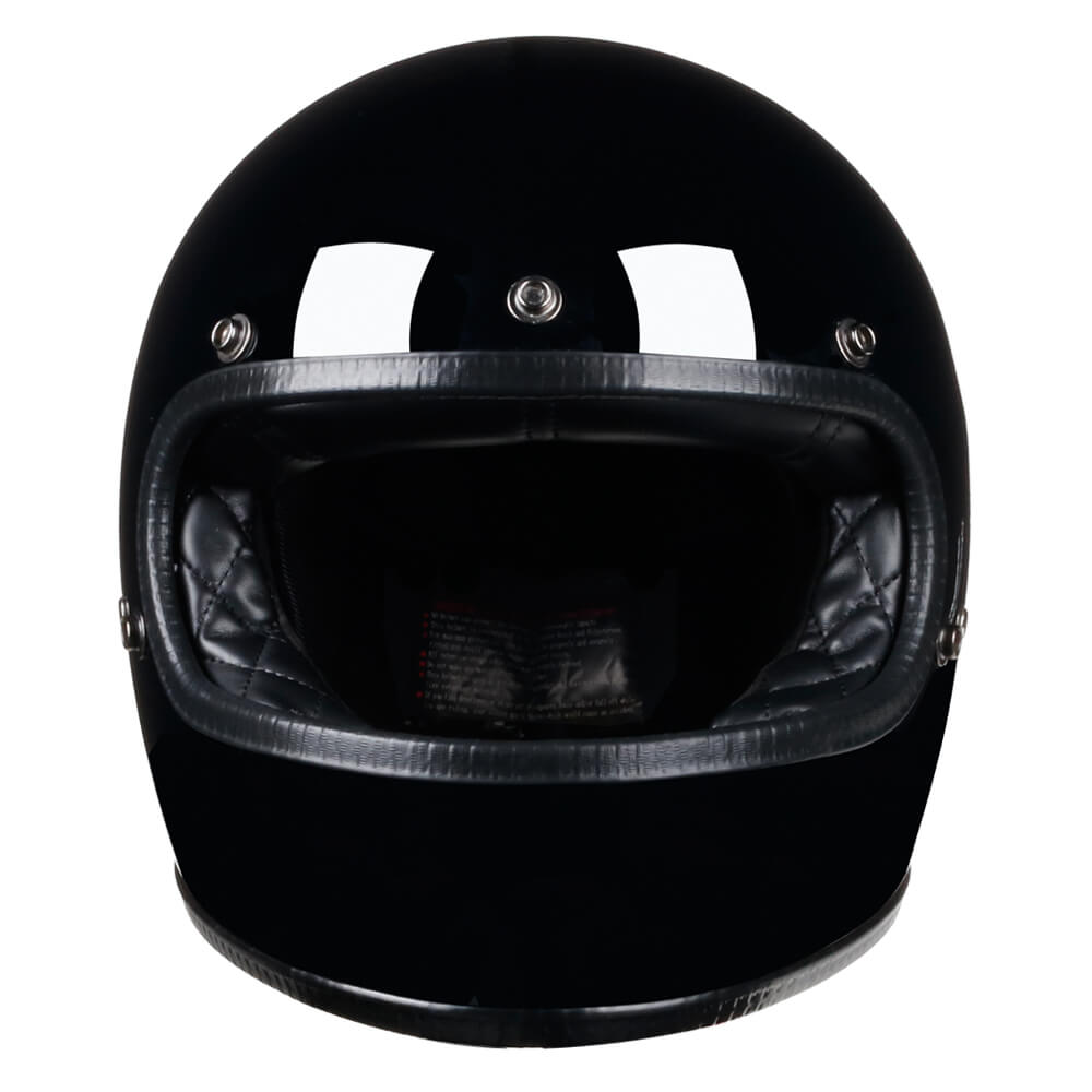 Full Face Retro Helmet - Café Racer - Gloss Black