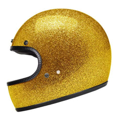 Full Face Retro Helmet - Café Racer - Glitter Gold