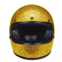 Full Face Retro Helmet - Café Racer - Glitter Gold