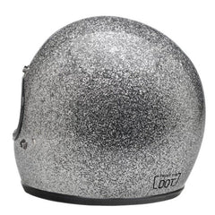 Full Face Retro Helmet - Café Racer - Glitter Silver