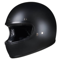 Full Face Retro Helmet - Café Racer - Matte Black