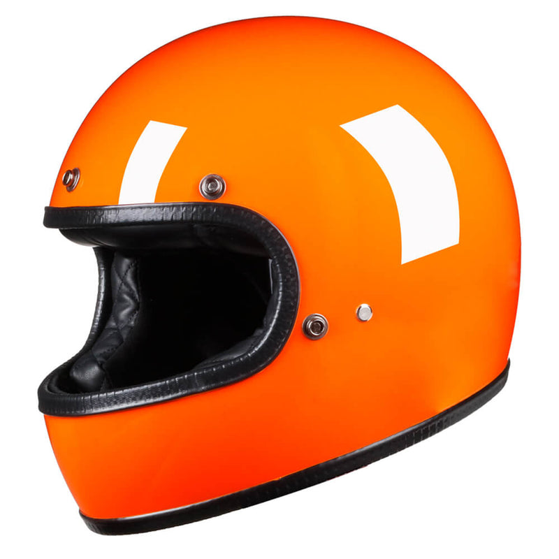 Full Face Retro Helmet - Café Racer - Gloss Orange