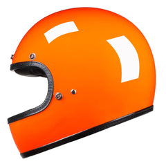 Full Face Retro Helmet - Café Racer - Gloss Orange