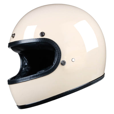 Full Face Retro Helmet - Café Racer - Gloss White