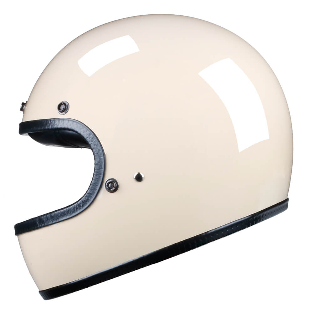 Full Face Retro Helmet - Café Racer - Gloss White