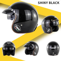 Gloss Black Open Helmet with Retractable Visor