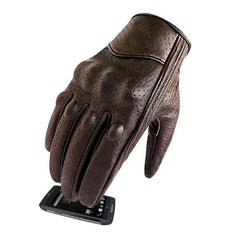 Carbon Armor Brown Leather Biker Gloves - Beanie Helmets