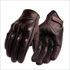 Carbon Armor Brown Leather Biker Gloves - Beanie Helmets